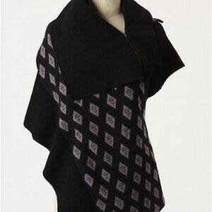 🧶Anthropologie x Moth Ascending Argyle Wrap Black Motif, S